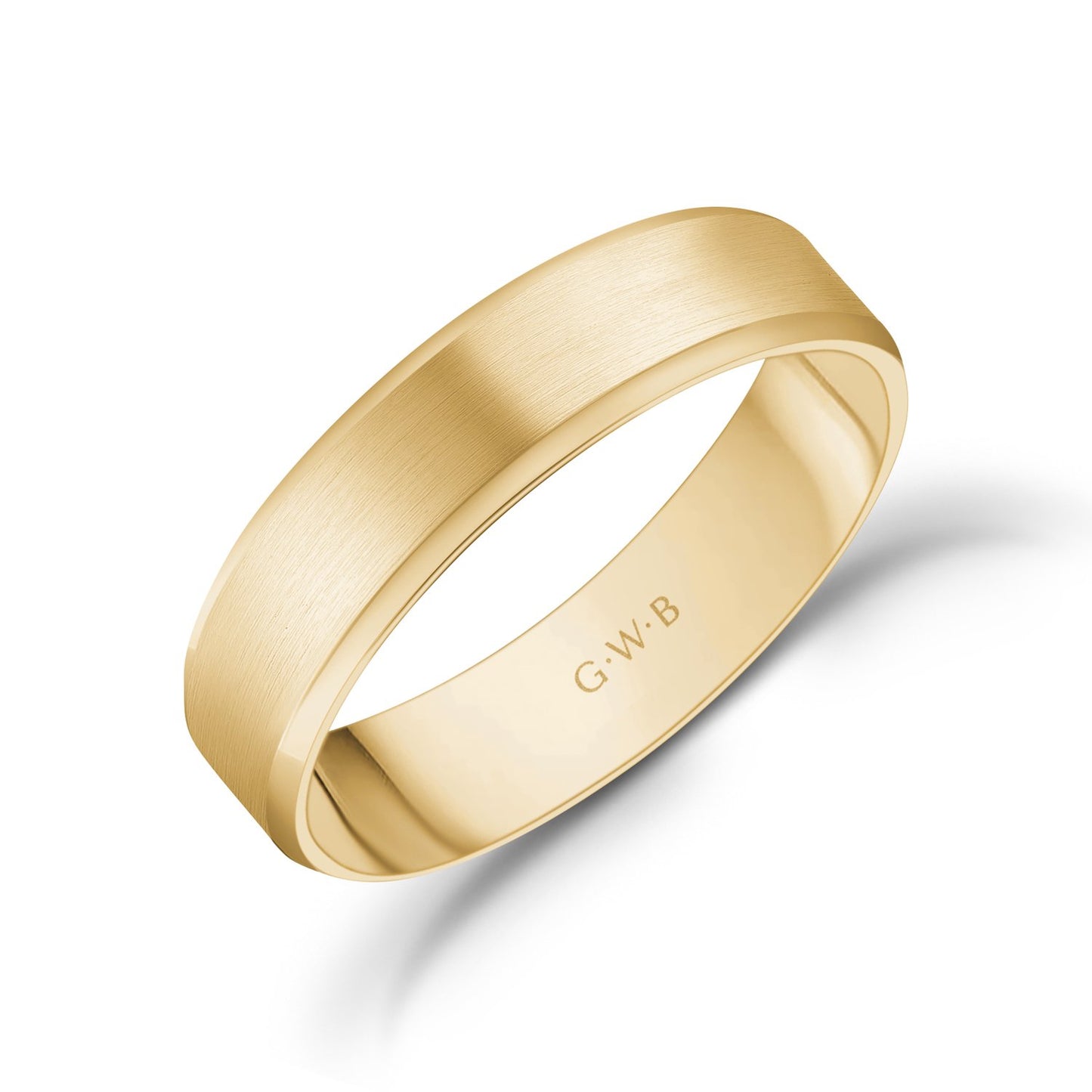 5mm 10K Gold Brushed Flat Beveled Edge Wedding Band - G.W Bands