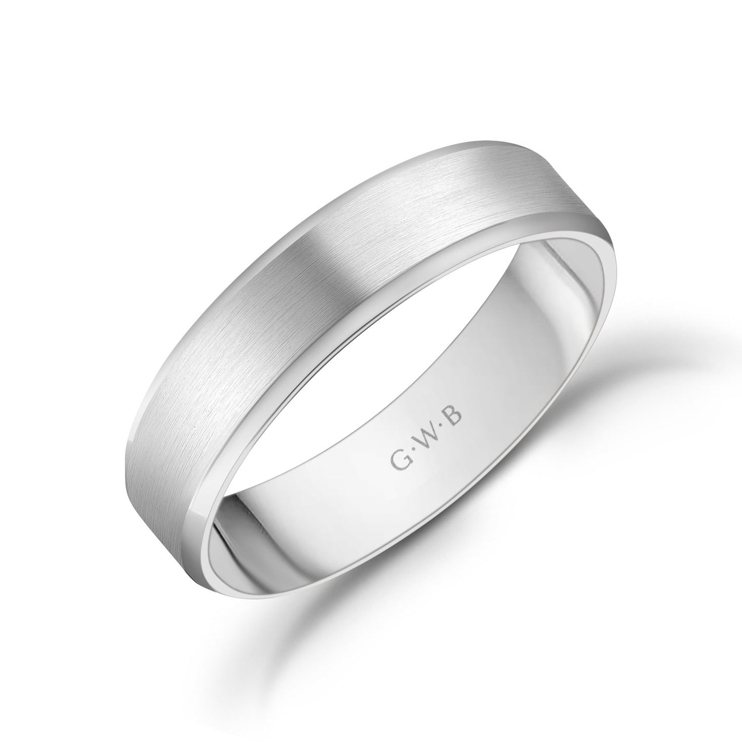 5mm 10K Gold Brushed Flat Beveled Edge Wedding Band - G.W Bands