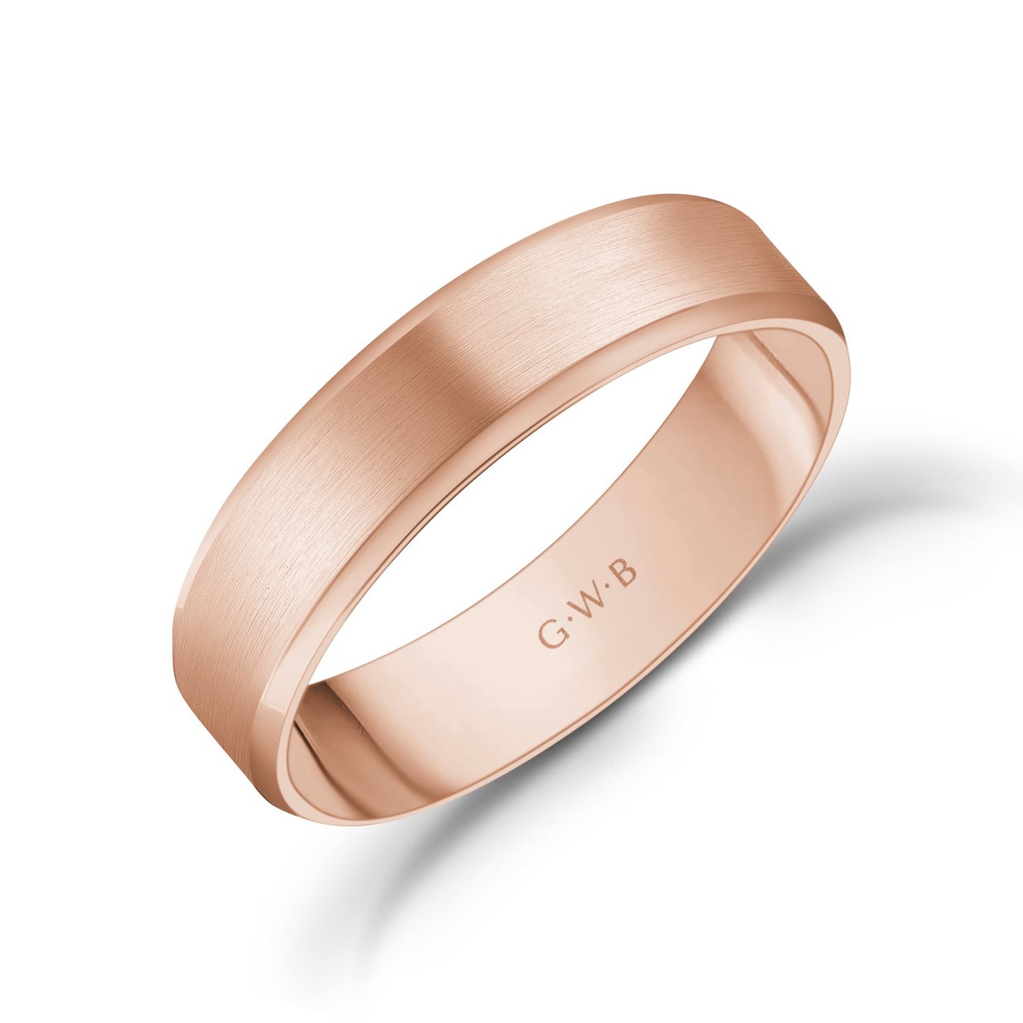 5mm 10K Gold Brushed Flat Beveled Edge Wedding Band - G.W Bands