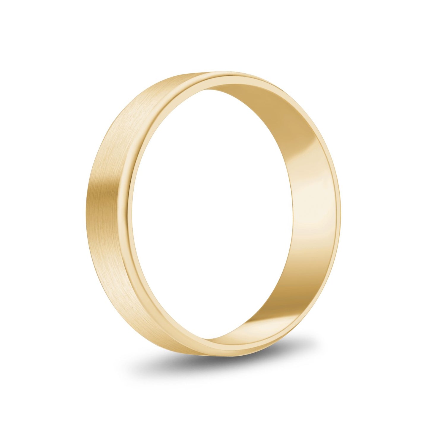 5mm 10K Gold Brushed Flat Beveled Edge Wedding Band - G.W Bands