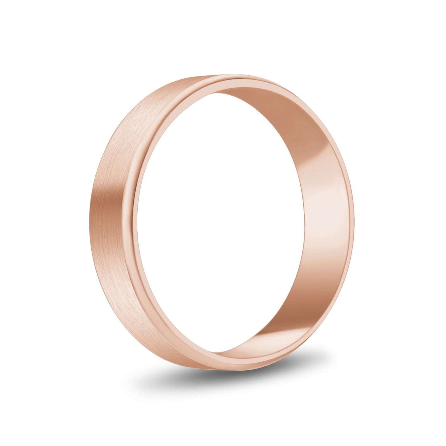 5mm 10K Gold Brushed Flat Beveled Edge Wedding Band - G.W Bands