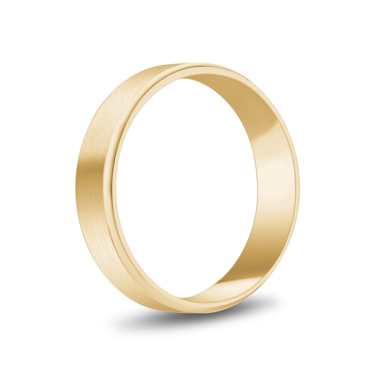 5mm 14K Gold Brushed Flat Beveled Edge Wedding Band - G.W Bands