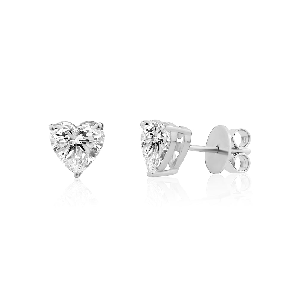 3.00ct Lab-Grown Heart Diamond Stud Earrings - G.W Bands