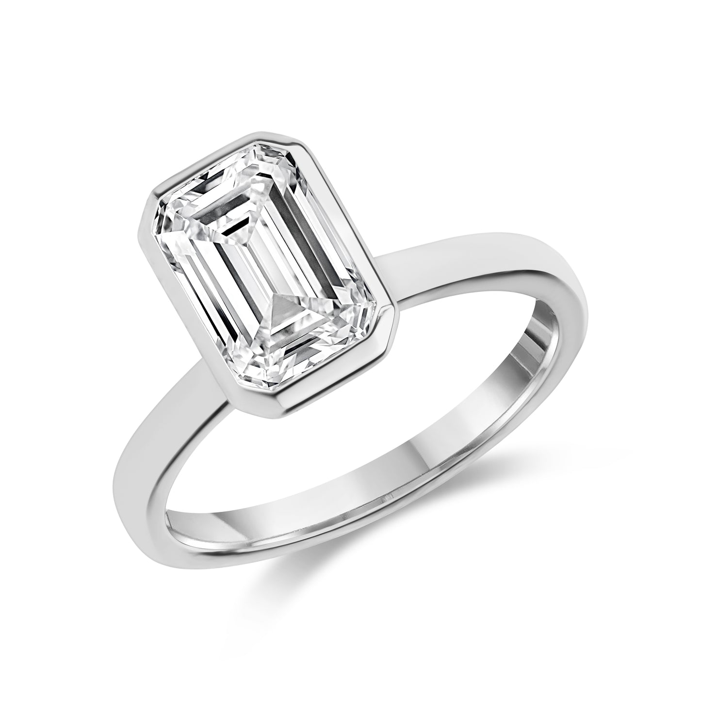 14K Gold Bezel Set Emerald Diamond Ring - G.W Bands