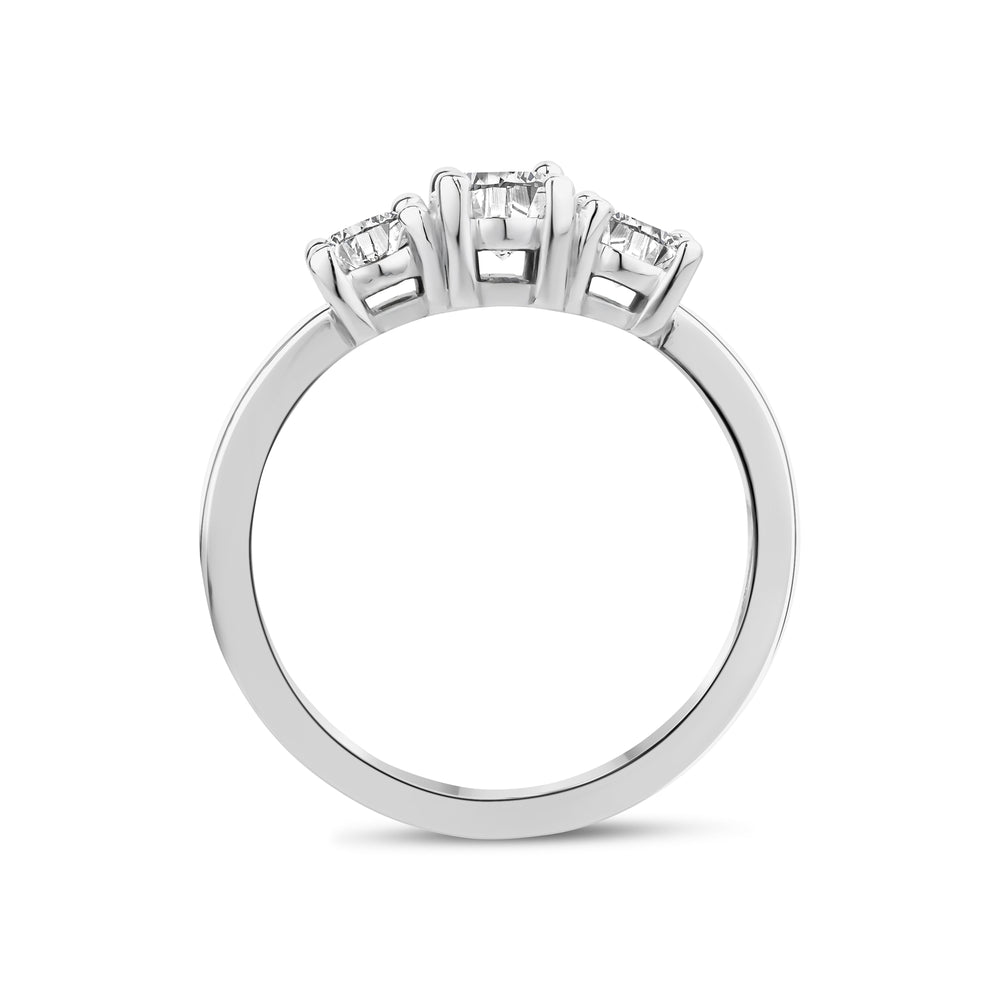 Lab-Grown Round Diamond Trinity Engagement Ring - G.W Bands