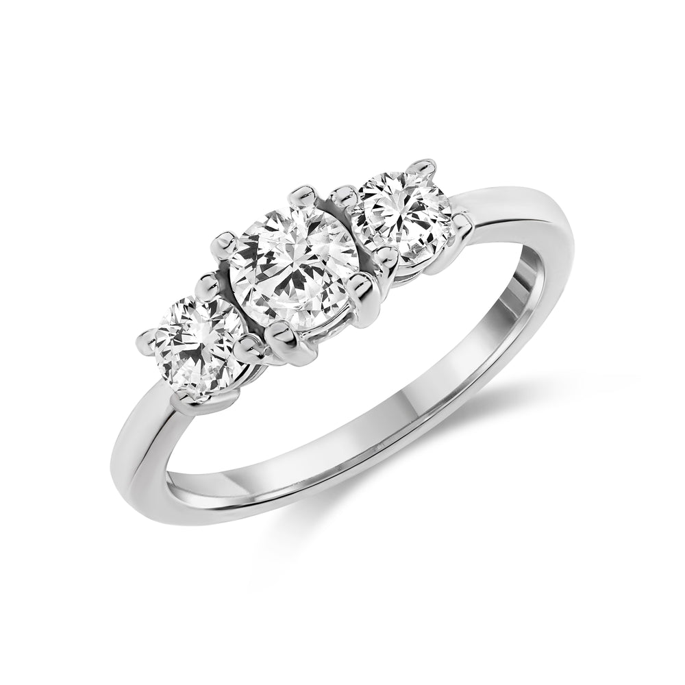 Lab-Grown Round Diamond Trinity Engagement Ring - G.W Bands