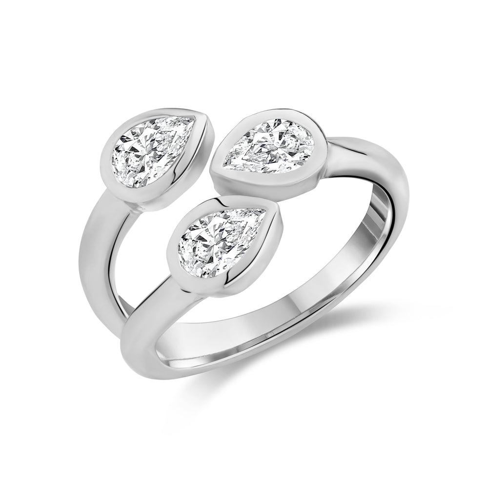 Contemporary Triple Pear Cut Diamond Ring - G.W Bands