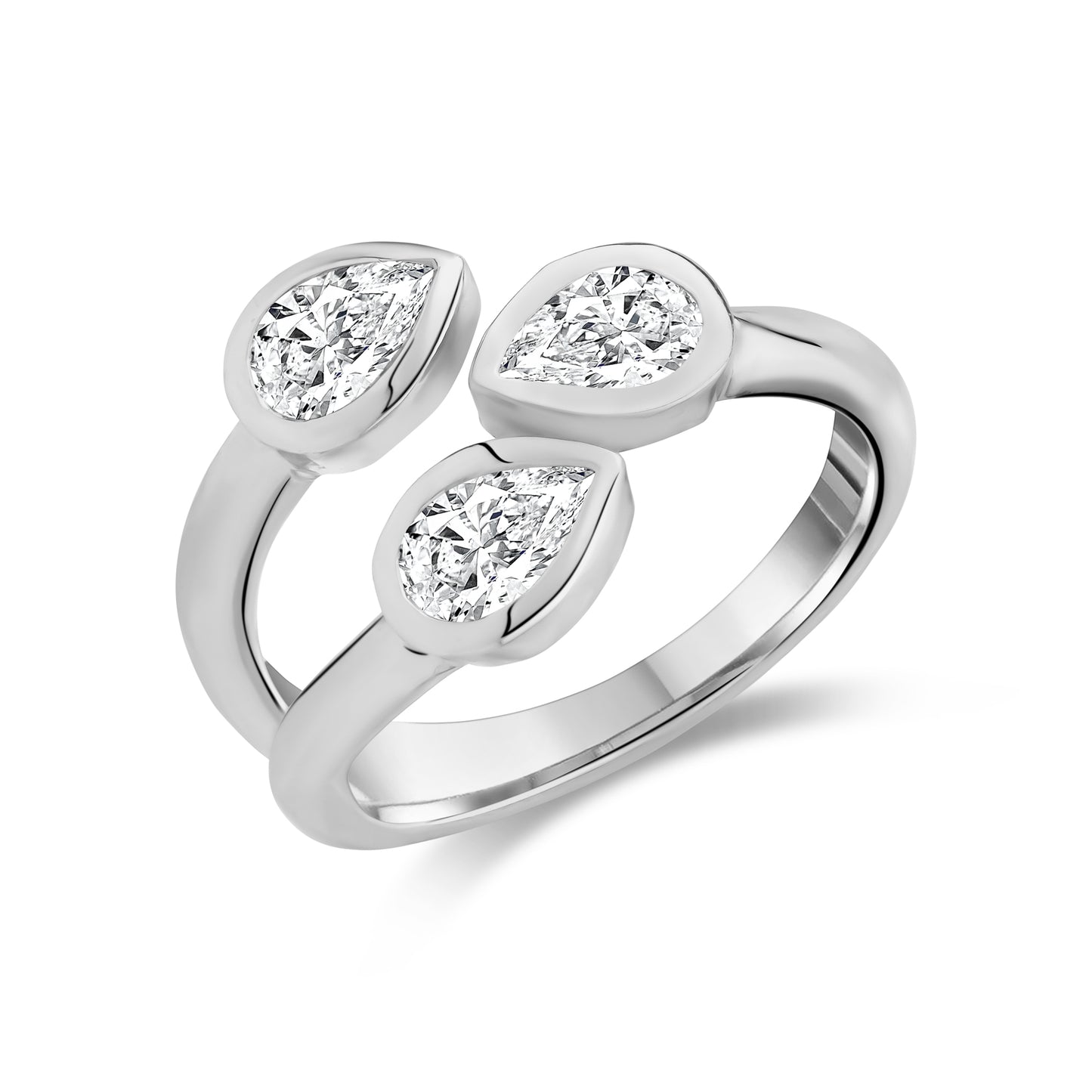 Contemporary Triple Pear Cut Diamond Ring - G.W Bands