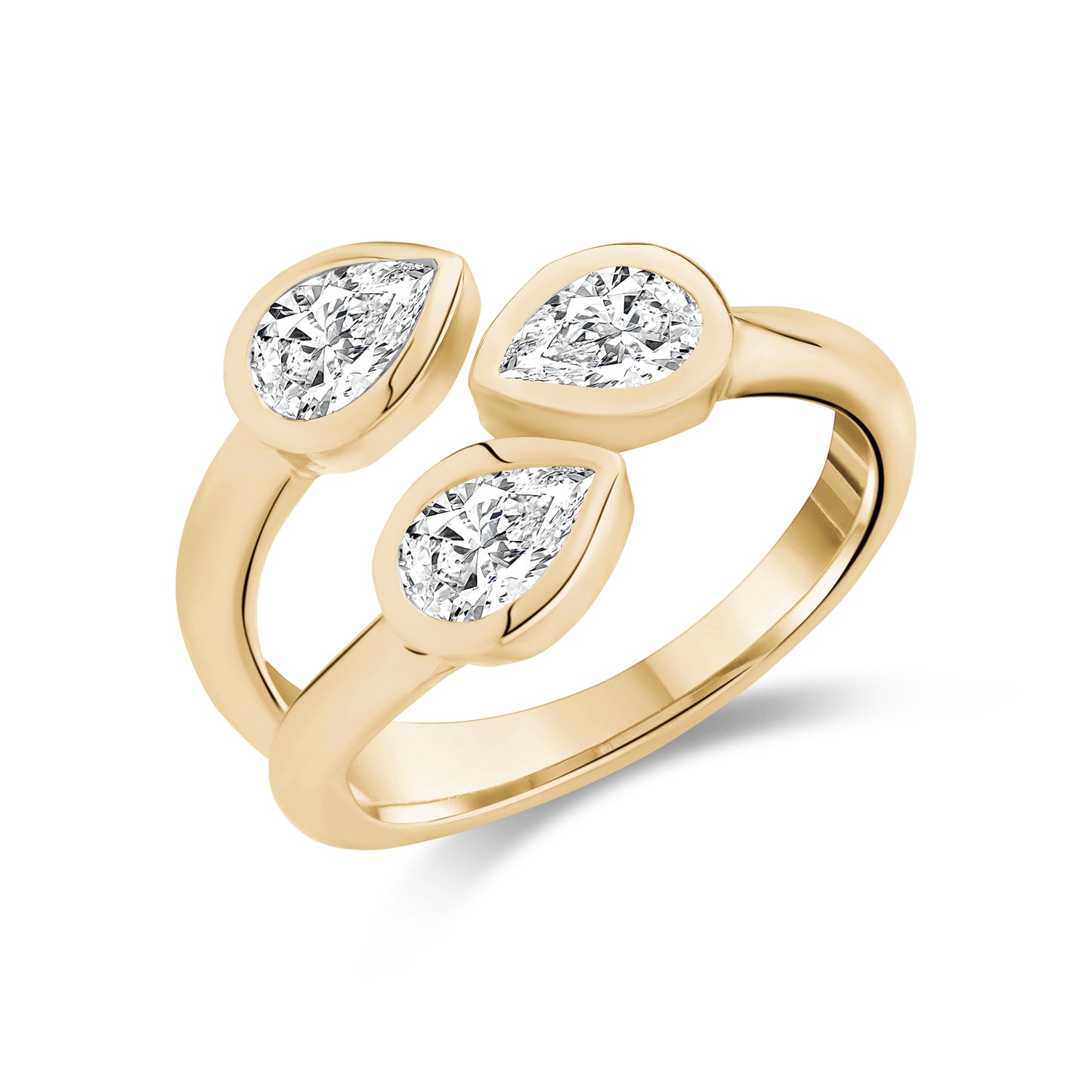 
                  
                    Contemporary Triple Pear Cut Diamond Ring - G.W Bands
                  
                