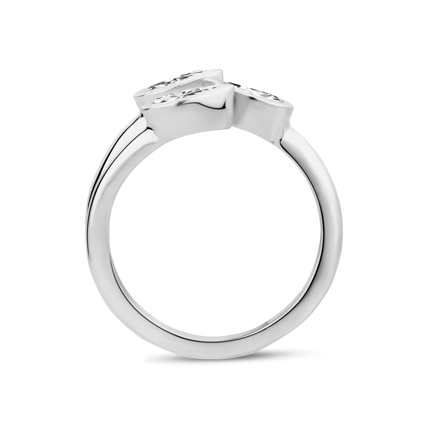 
                  
                    Contemporary Triple Pear Cut Diamond Ring - G.W Bands
                  
                
