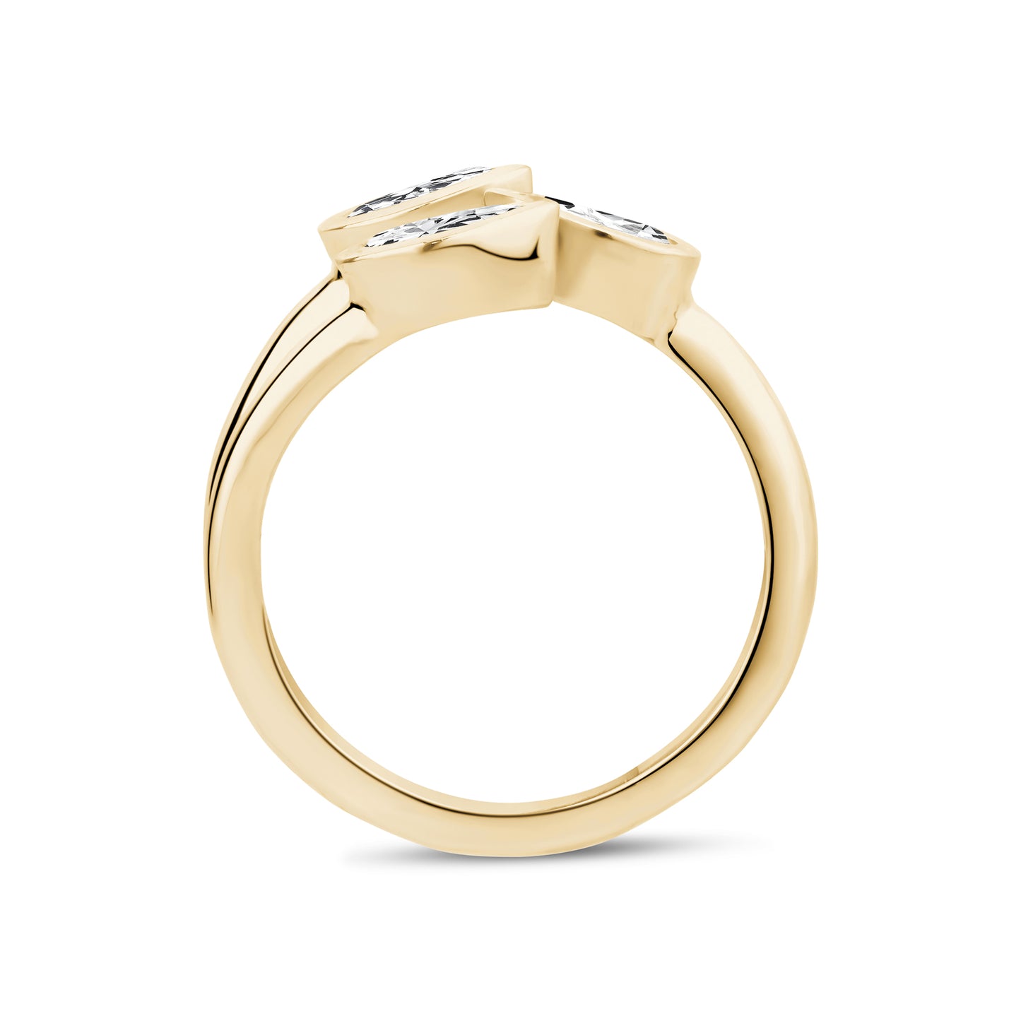 
                  
                    Contemporary Triple Pear Cut Diamond Ring - G.W Bands
                  
                