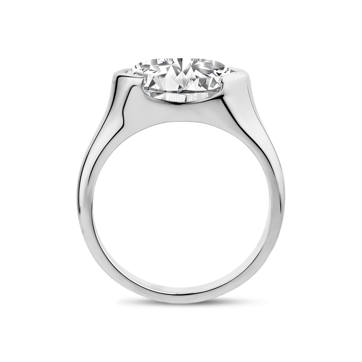 East-West Set Oval Lab Diamond Ring - G.W Bands