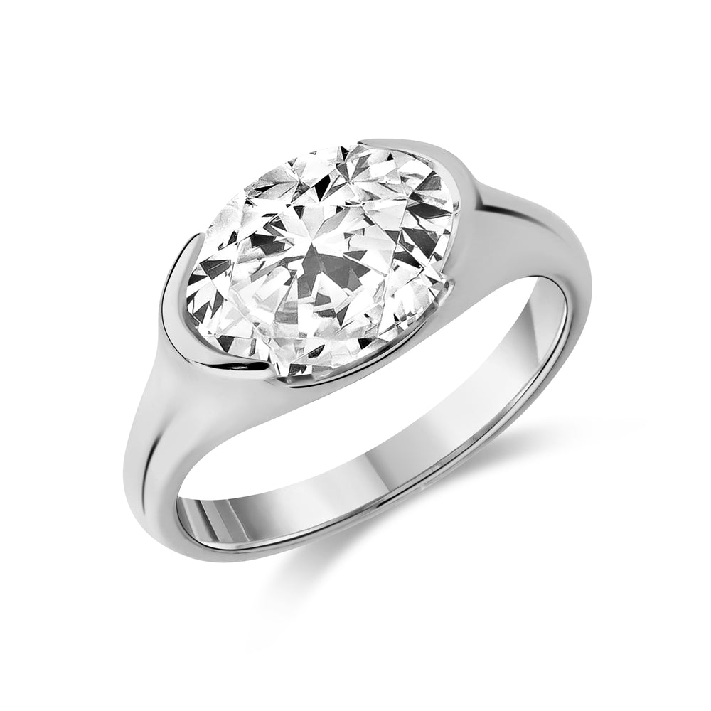 East-West Set Oval Lab Diamond Ring - G.W Bands