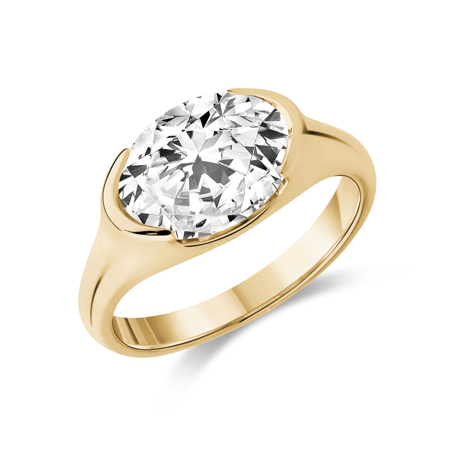 
                  
                    East-West Set Oval Lab Diamond Ring - G.W Bands
                  
                