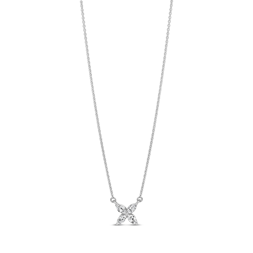 14K Gold Marquise Diamond Flower Pendant - G.W Bands