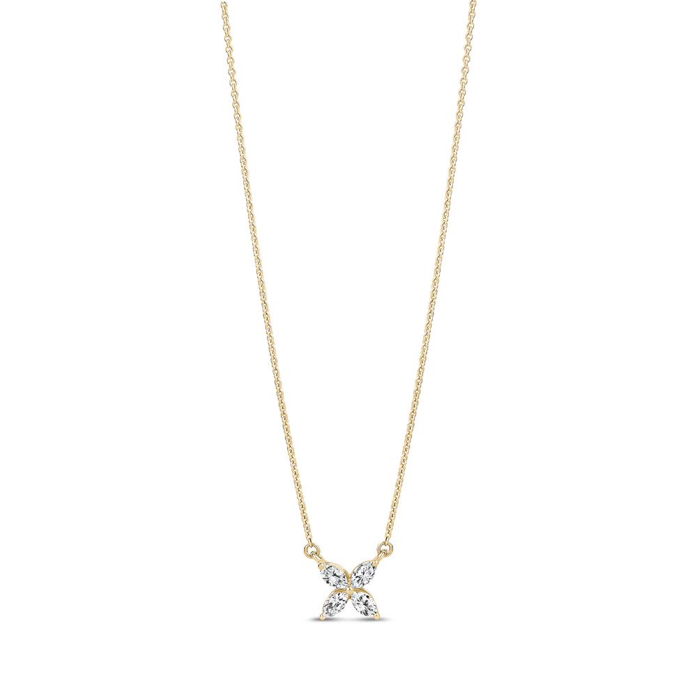 14K Gold Marquise Diamond Flower Pendant - G.W Bands