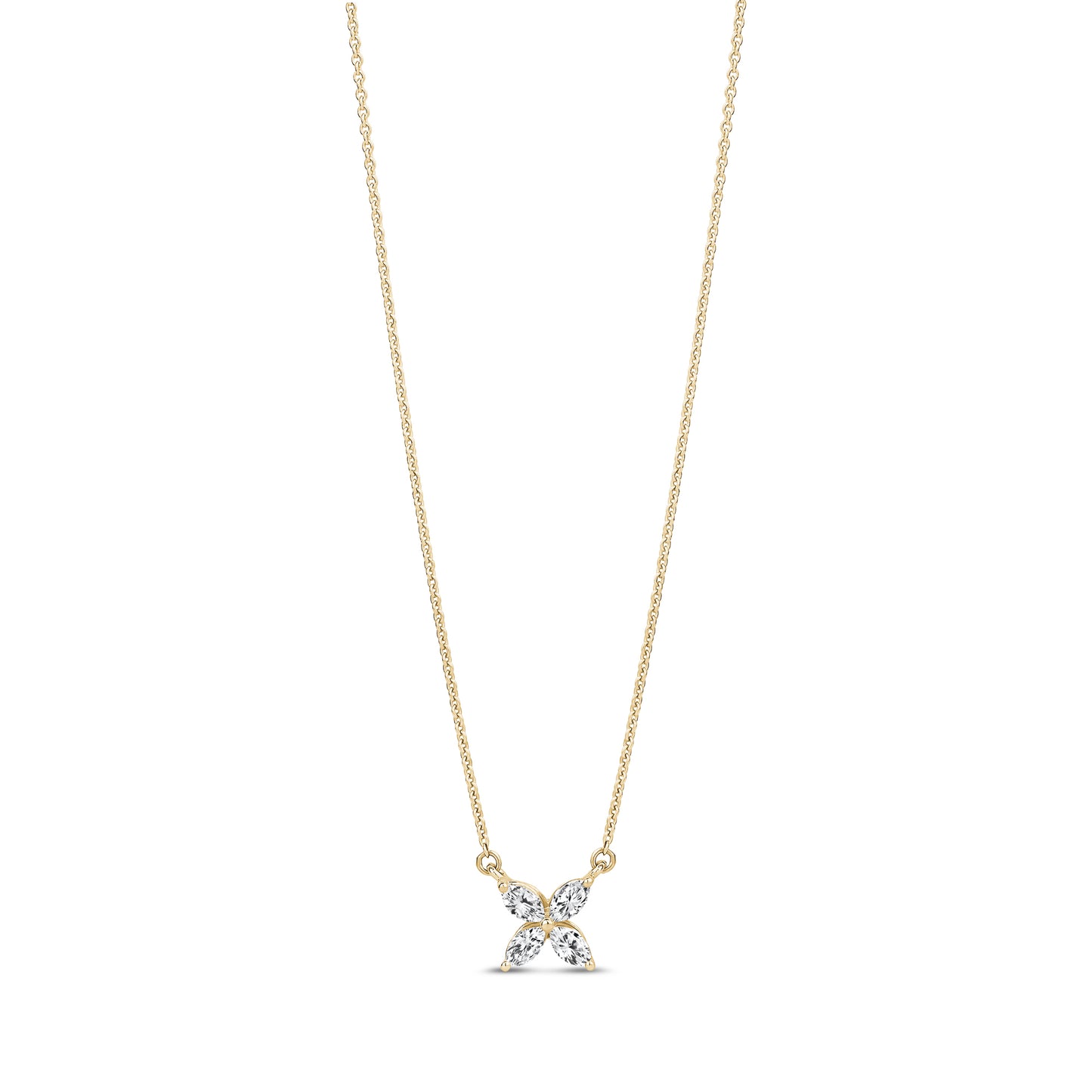 14K Gold Marquise Diamond Flower Pendant - G.W Bands