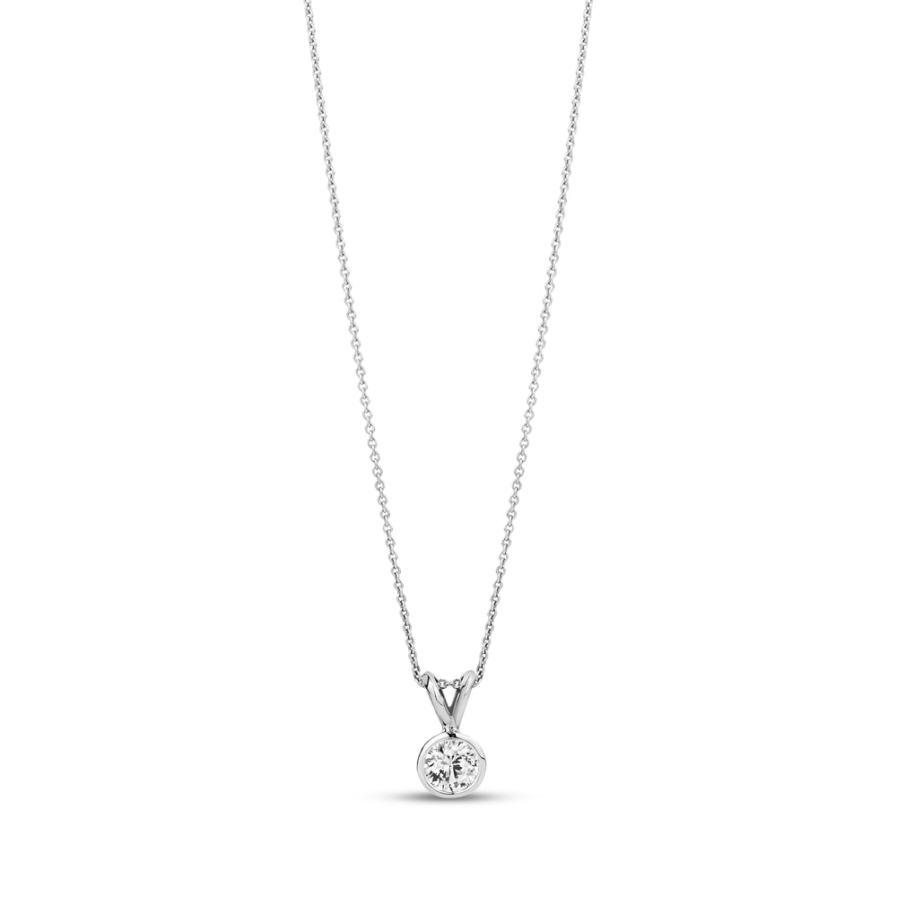 Bezel Solitaire Lab Diamond Necklace - G.W Bands