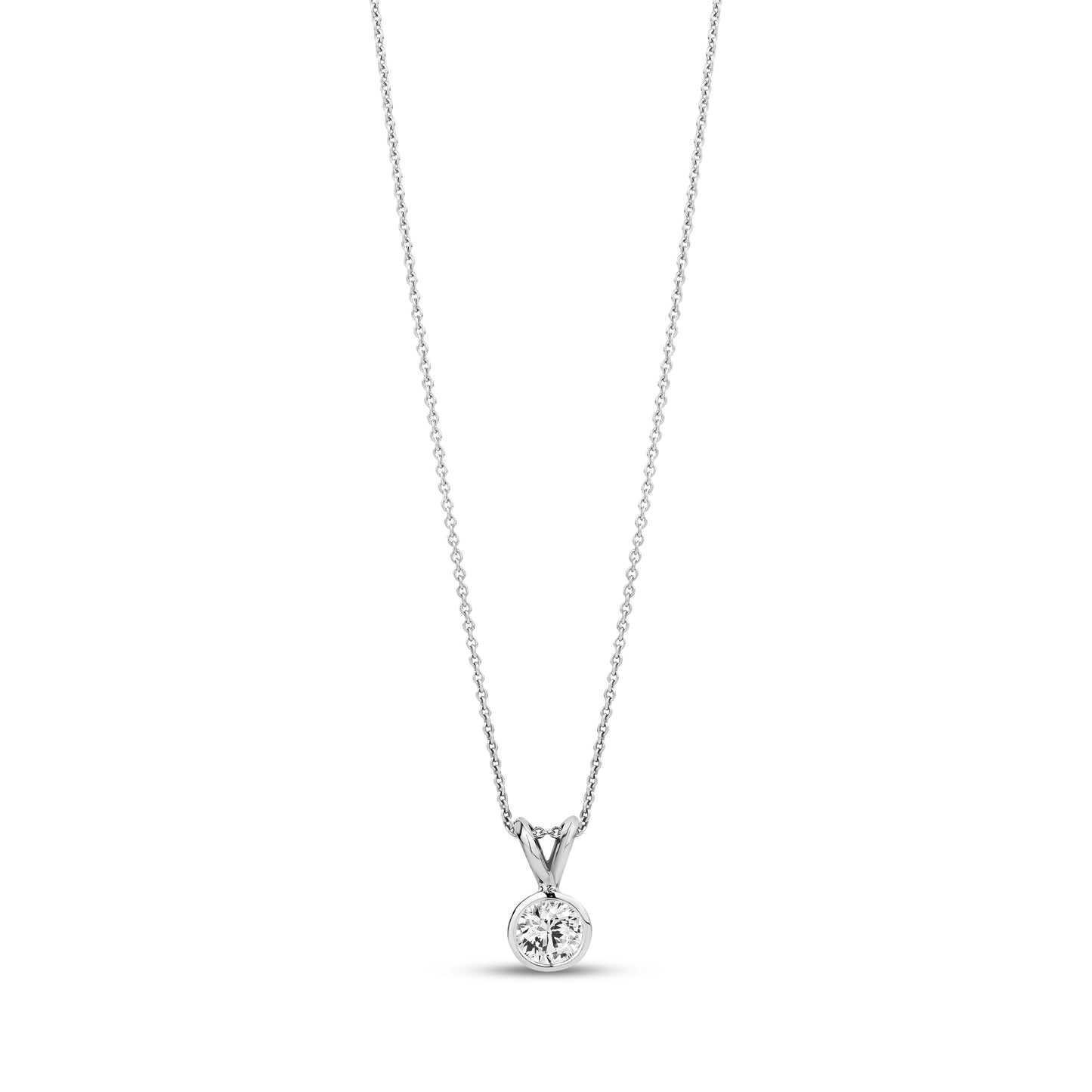 Bezel Solitaire Lab Diamond Necklace - G.W Bands