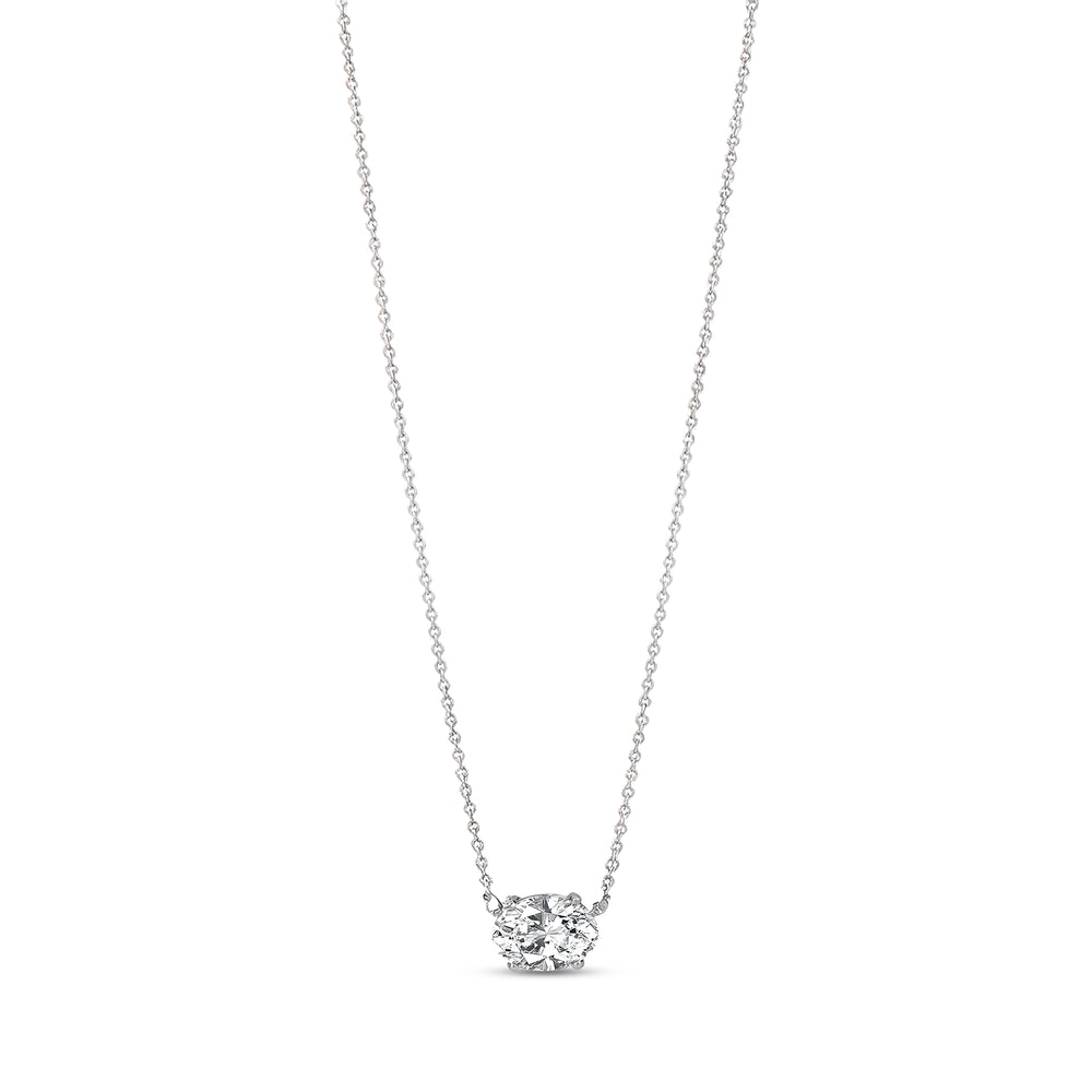 14K Gold Oval Diamond Solitaire Pendant - G.W Bands