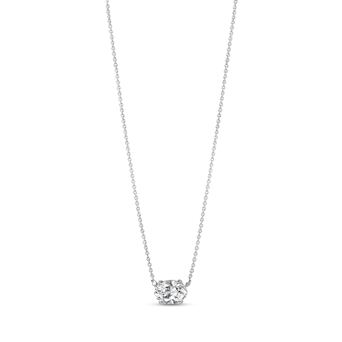 14K Gold Oval Diamond Solitaire Pendant - G.W Bands