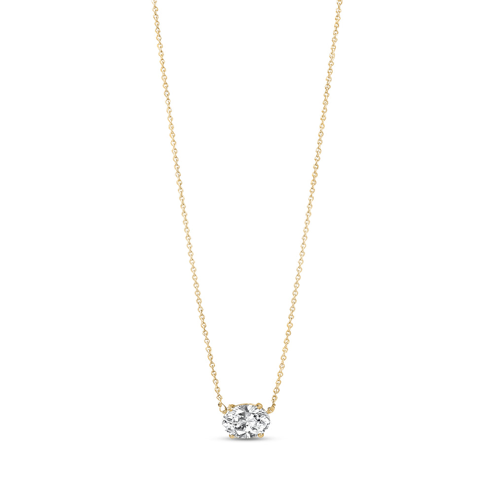14K Gold Oval Diamond Solitaire Pendant - G.W Bands