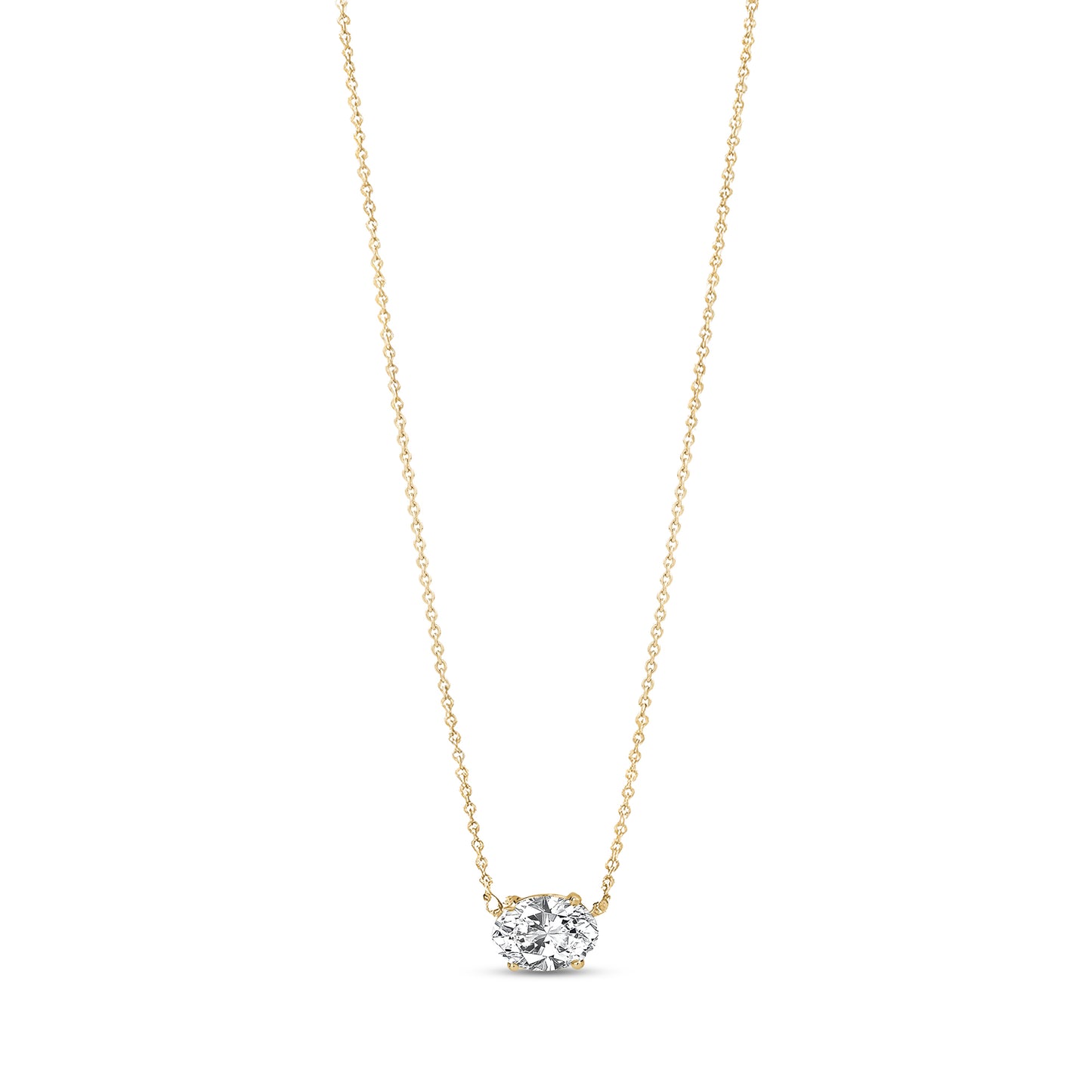 14K Gold Oval Diamond Solitaire Pendant - G.W Bands