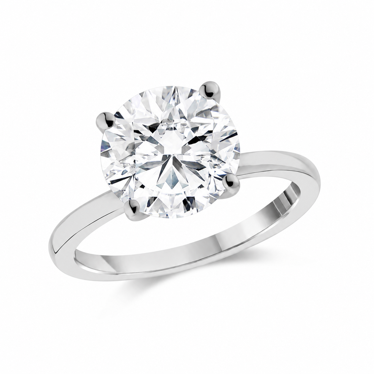 3.00ct Lab-Grown Round Diamond Solitaire Engagement Ring - G.W Bands