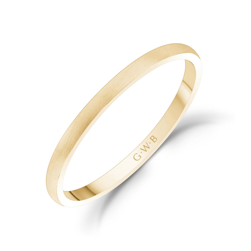 1.5mm 18K Gold Brushed Dome Thin Wedding Band