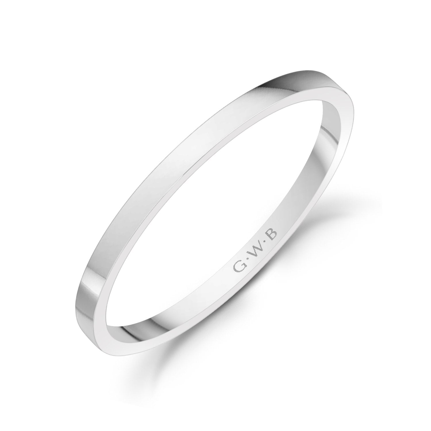 18K Gold High Polished Thin Flat Comfort Fit Wedding Band