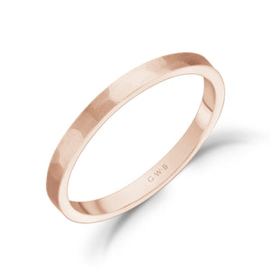 
            
                Load image into Gallery viewer, 2mm 14K Gold Brushed Hammered Wedding Band
            
        