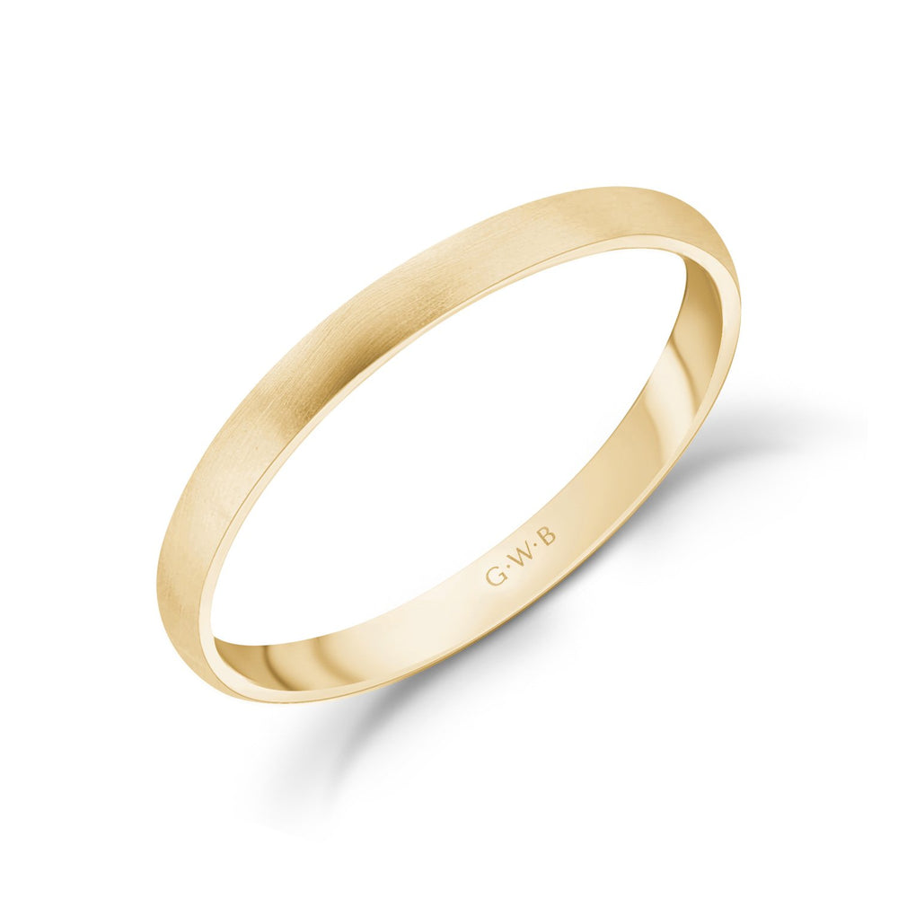 2mm 18K Gold Brushed Dome Wedding Band - G.W Bands