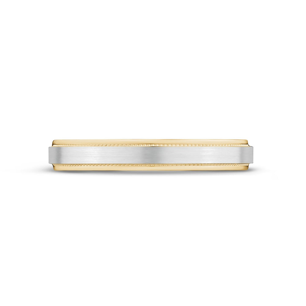 
            
                Load image into Gallery viewer, 3mm 14K Gold Brushed Flat Milgrain Wedding Band
            
        