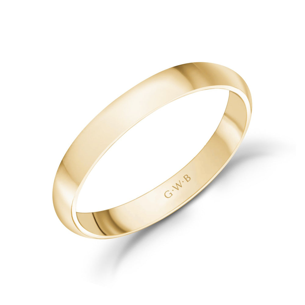 3mm 14K Gold High Polished Dome Wedding Band - G.W Bands