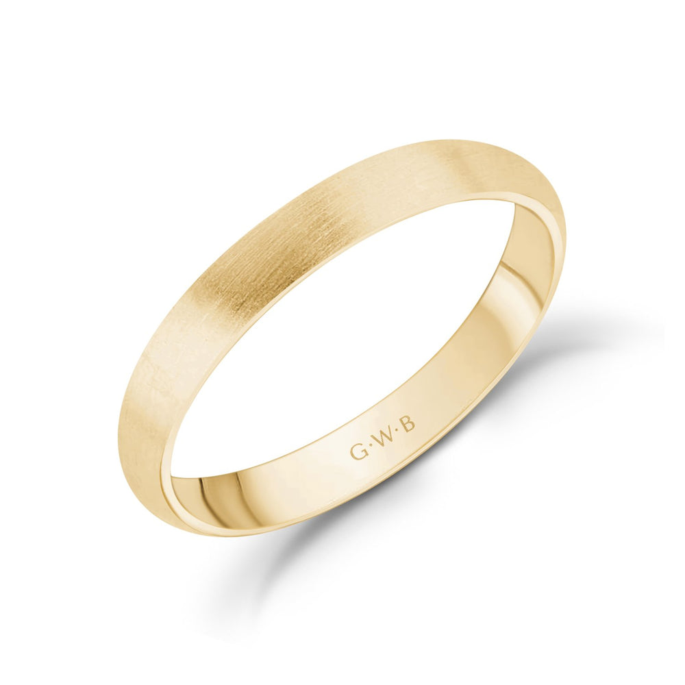 3mm 18K Gold Brushed Dome Wedding Band - G.W Bands