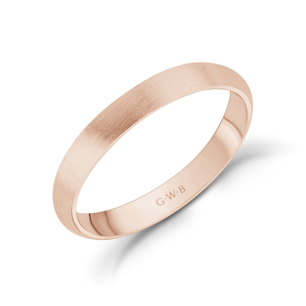 3mm 18K Gold Brushed Dome Wedding Band