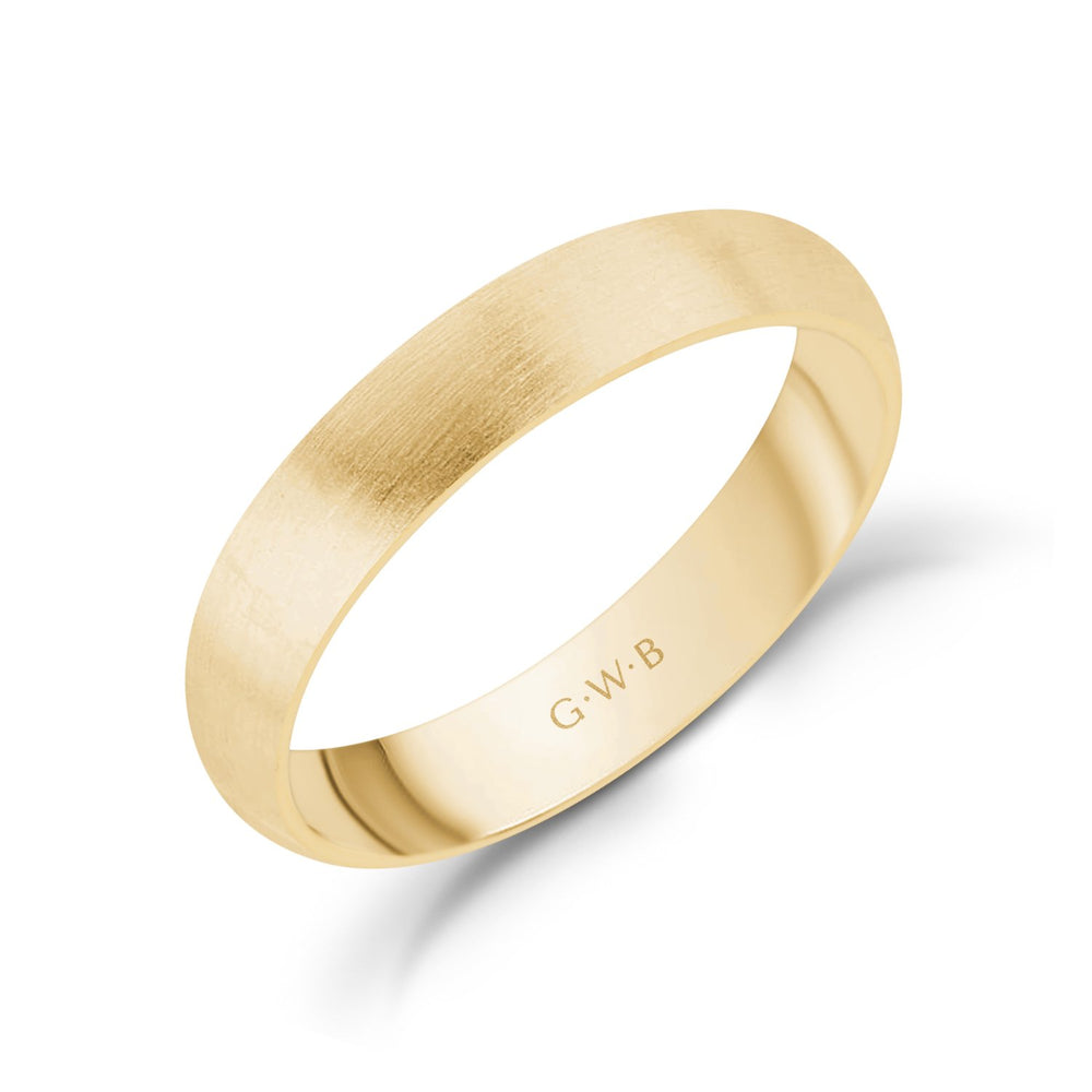 4mm 10K Gold Brushed Dome Wedding Band