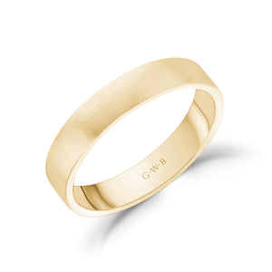 
            
                Load image into Gallery viewer, 4mm 18K Gold Brushed Flat Wedding Band
            
        