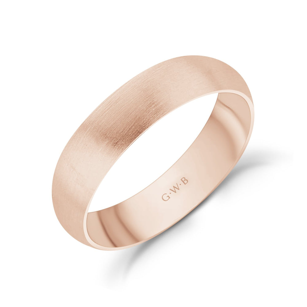 
                  
                    5mm 14K Gold Brushed Dome Wedding Band - G.W Bands
                  
                