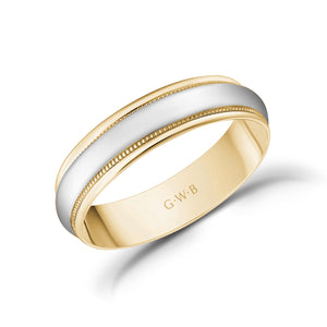 
            
                Load image into Gallery viewer, 5mm 14K Gold High Polished Dome Milgrain Wedding Band
            
        