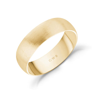 6mm 10K Gold Brushed Dome Wedding Band