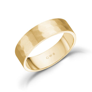 
            
                Load image into Gallery viewer, 6mm 10K Gold Brushed Hammered Wedding Band
            
        