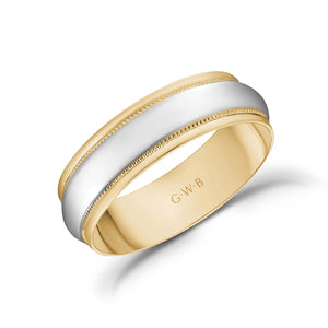 
            
                Load image into Gallery viewer, 6mm 14K Gold High Polished Dome Milgrain Wedding Band
            
        