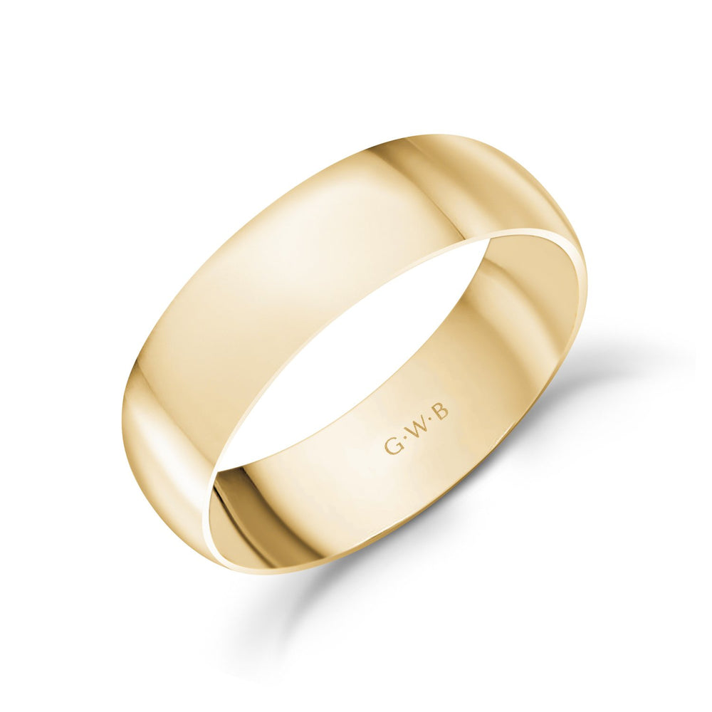 6mm 18K Gold High Polished Dome Wedding Band - G.W Bands