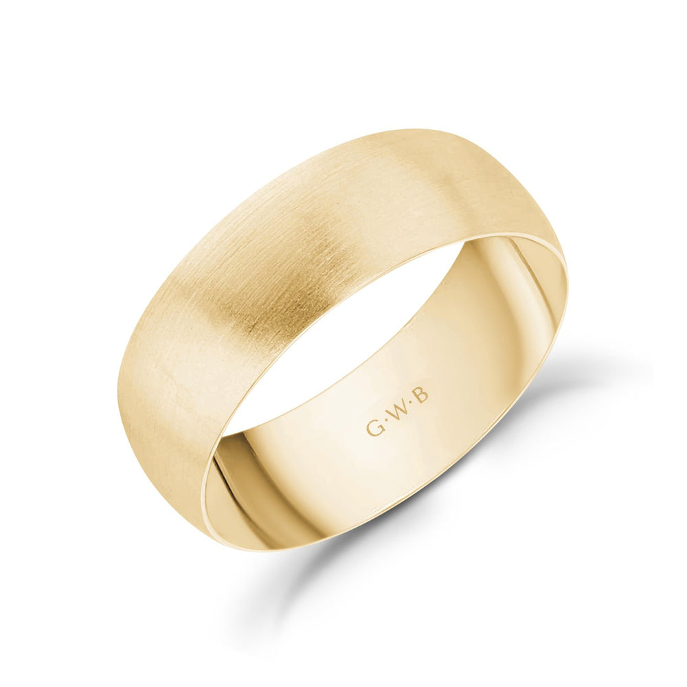 7mm 10K Gold Brushed Dome Wedding Band - G.W Bands