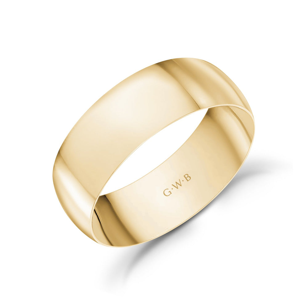 7mm 18K Gold High Polished Dome Wedding Band - G.W Bands