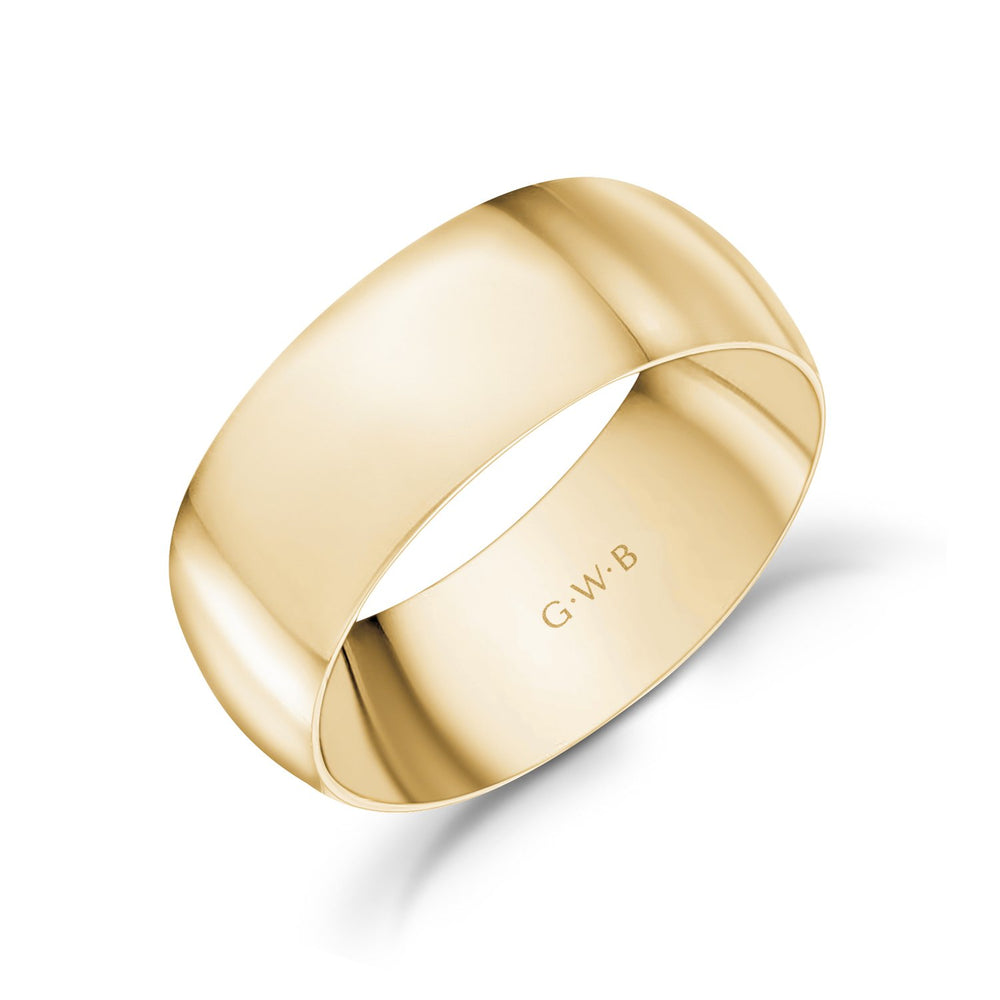 8mm 18K Gold High Polished Dome Wedding Band - G.W Bands